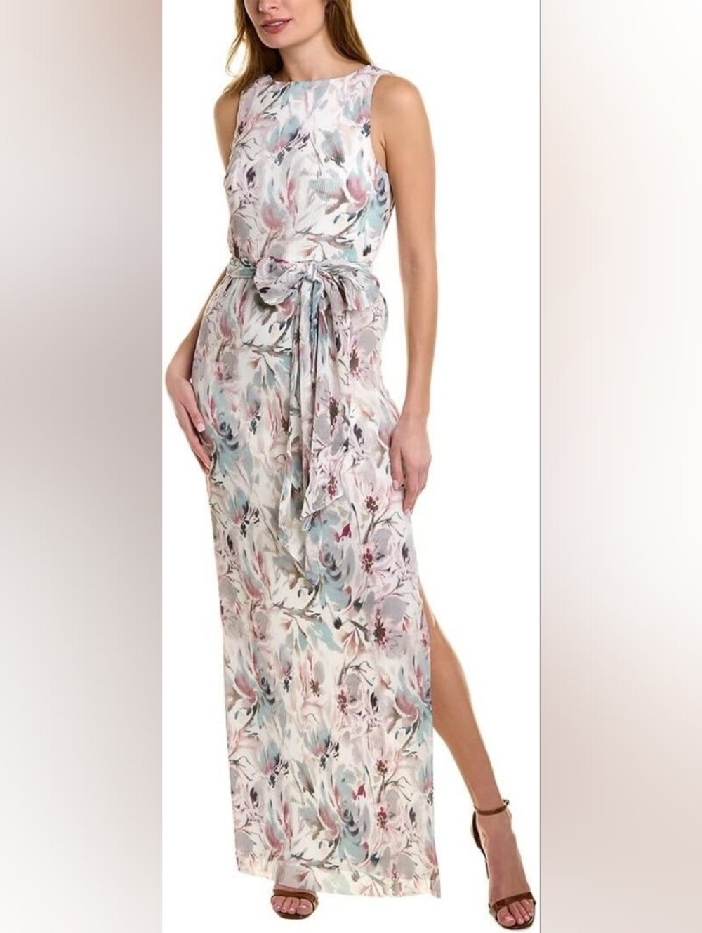 Aidan Mattox Floral Sleeveless Tie Dress Brand New Wedding Summer Luxury